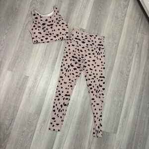 LA Society Blush/Tab Sports Bra with Black Spot Print